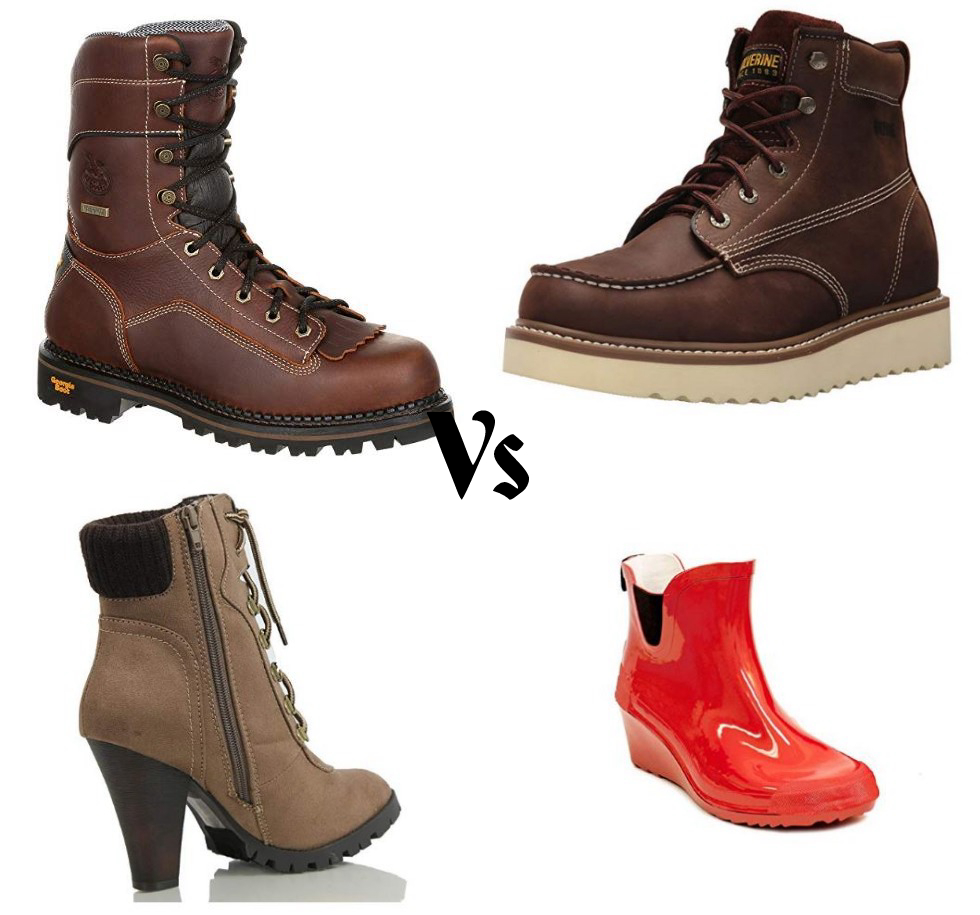 Wedge Sole vs Heel Work Boots | Side by 