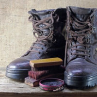 Image of how to polish cowboy boots with stitching